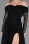 Standesamtkleid Lang Chiffon Schwarz ABU5602