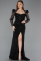 Abendkleid Lang Spitze Schwarz ABU5604