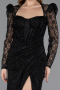 Abendkleid Lang Spitze Schwarz ABU5604