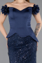 Abendkleid Lang Perlenbesetzt Marineblau ABU5616