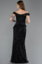 Abendkleid Lang Perlenbesetzt Schwarz ABU5616