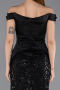 Abendkleid Lang Perlenbesetzt Schwarz ABU5616
