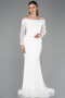 Abendkleid Lang Spitze Weiß ABU5617