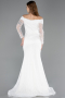 Abendkleid Lang Spitze Weiß ABU5617