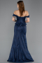 Abendkleid Lang Spitze Marineblau ABU5609