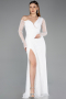 Standesamtkleid Lang Spitze Weiß ABU5618