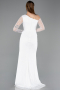 Standesamtkleid Lang Spitze Weiß ABU5618