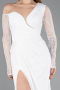 Standesamtkleid Lang Spitze Weiß ABU5618