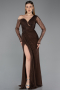 Standesamtkleid Lang Spitze Braun ABU5618