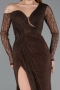 Standesamtkleid Lang Spitze Braun ABU5618