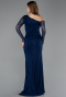Standesamtkleid Lang Spitze Marineblau ABU5618
