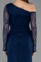 Standesamtkleid Lang Spitze Marineblau ABU5618