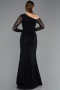 Standesamtkleid Lang Spitze Schwarz ABU5618