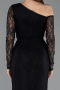 Standesamtkleid Lang Spitze Schwarz ABU5618