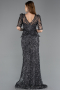 Abendkleid Lang Schuppig Anthrazit ABU5621