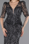 Abendkleid Lang Schuppig Anthrazit ABU5621