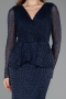 Abendkleid Lang Perlenbesetzt Marineblau ABU5648