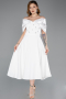 Abendkleid Midi Weiß ABK2523