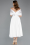 Abendkleid Midi Weiß ABK2523
