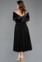Abendkleid Midi Schwarz ABK2523