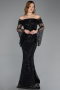 Abendkleid im Meerjungfrau-Stil Lang Schuppig Schwarz ABU5623