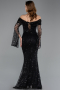 Abendkleid im Meerjungfrau-Stil Lang Schuppig Schwarz ABU5623