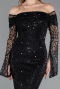 Abendkleid im Meerjungfrau-Stil Lang Schuppig Schwarz ABU5623