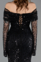 Abendkleid im Meerjungfrau-Stil Lang Schuppig Schwarz ABU5623