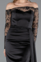 Abendkleid im Meerjungfrau-Stil Lang Satin Schwarz ABU5641