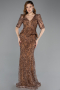Kupfer Abendkleid Schuppig Lang ABU5621