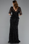 Schwarz Abendkleid Schuppig Lang ABU5621