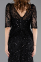 Schwarz Abendkleid Schuppig Lang ABU5621