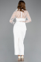 Partykleid Midi Spitze Weiß ABK2513