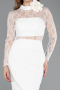 Partykleid Midi Spitze Weiß ABK2513