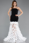 Abendkleid Lang Schwarz-Weiß ABU5635