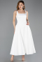 Partykleid Midi Satin Weiß ABK2519