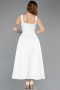 Partykleid Midi Satin Weiß ABK2519