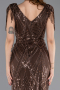 Abendkleid Lang Perlenbesetzt Braun ABU5637