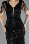 Abendkleid Lang Perlenbesetzt Schwarz ABU5637