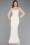 Abendkleid Lang Perlenbesetzt Beige ABU5638