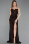Standesamtkleid Lang Guipure Spitze Braun ABU5642