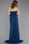 Standesamtkleid Lang Guipure Spitze Marineblau ABU5642