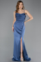 Abschlusskleid Lang Satin Indigo ABU5646