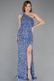 Abendkleid Lang Schuppig Indigo ABU5647