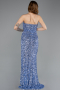 Abendkleid Lang Schuppig Indigo ABU5647