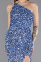 Abendkleid Lang Schuppig Indigo ABU5647