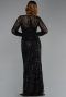 Abendkleid Lang Perlenbesetzt Schwarz ABU5649