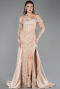 Abendkleid Lang Spitze Beige ABU5653