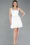 Abendkleid Kurz Satin Weiß ABK2529