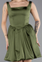 Abendkleid Kurz Satin Khaki ABK2529